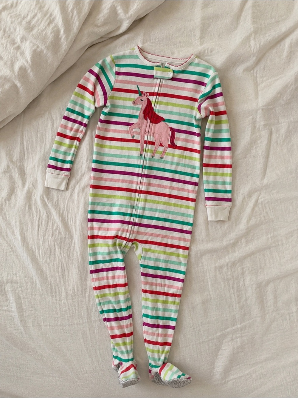 🐻 5/$15 Carter's Rainbow Striped Unicorn Footed One-Piece